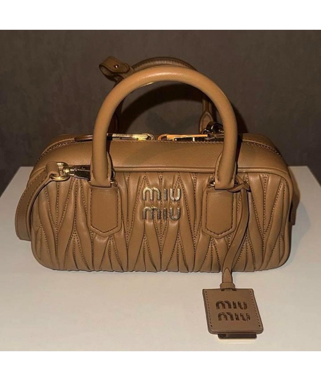 MIU MIU Коричневая кожаная сумка с короткими ручками, фото 8