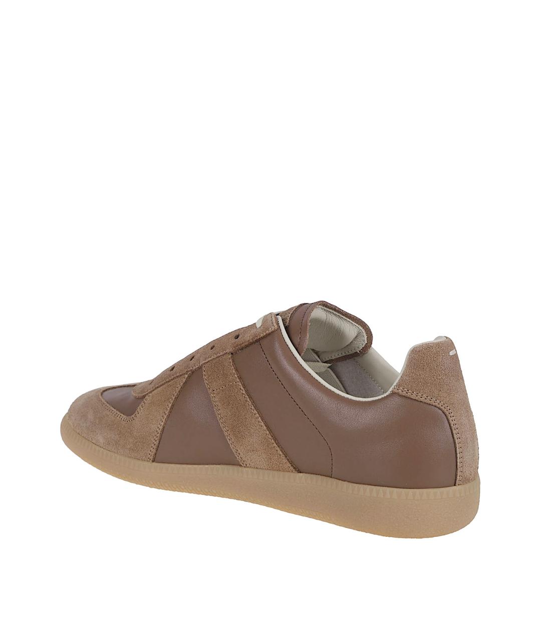 MAISON MARGIELA Коричневые кожаные низкие кроссовки / кеды, фото 3