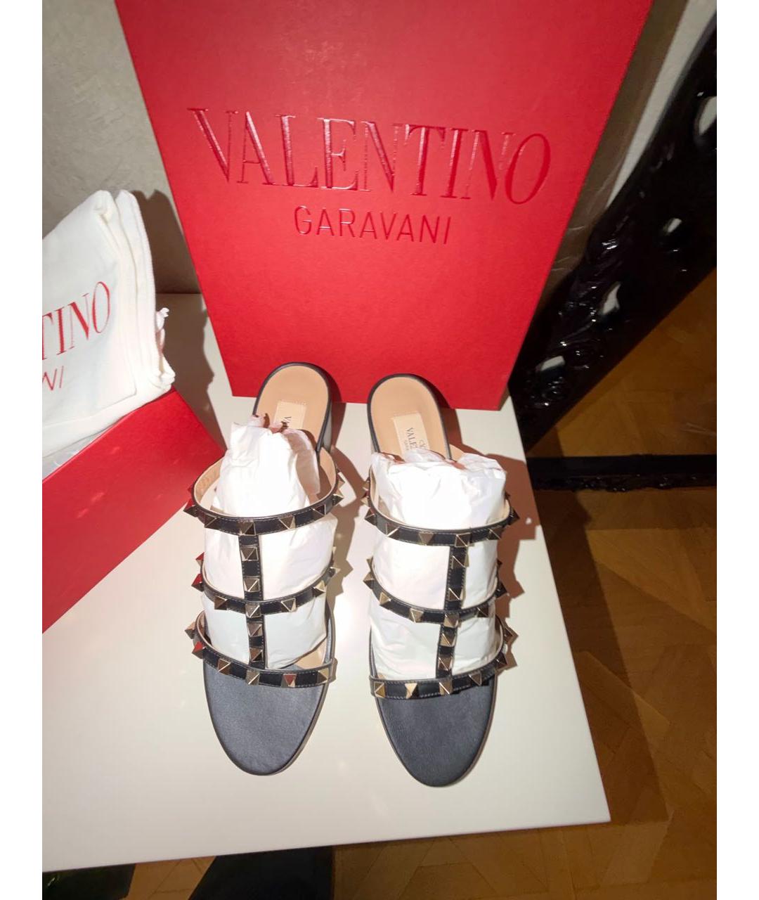 VALENTINO Черные кожаные мюли, фото 2