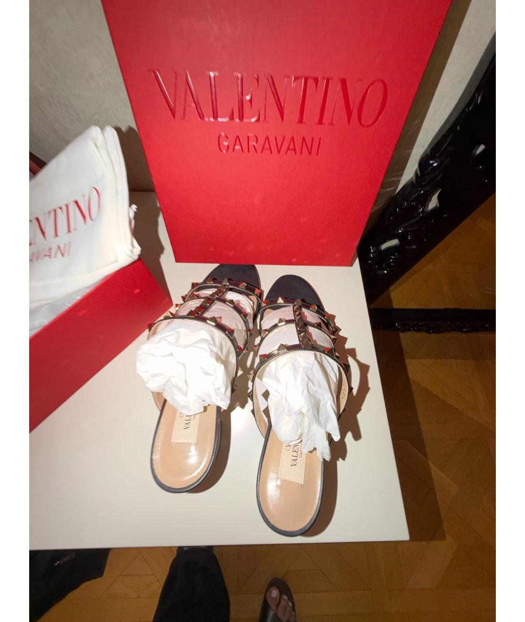 VALENTINO Черные кожаные мюли, фото 3