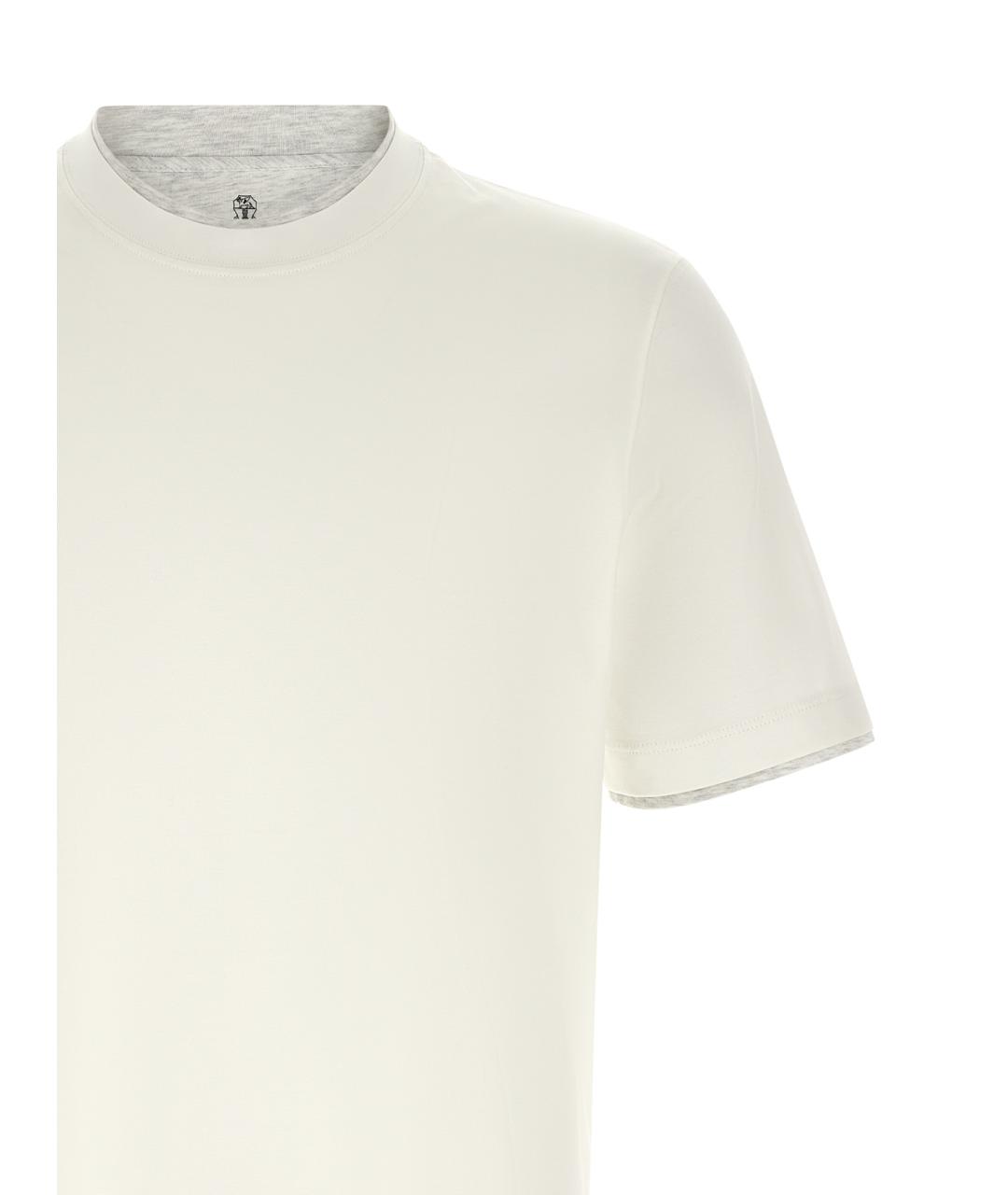 BRUNELLO CUCINELLI Белая хлопковая футболка, фото 3