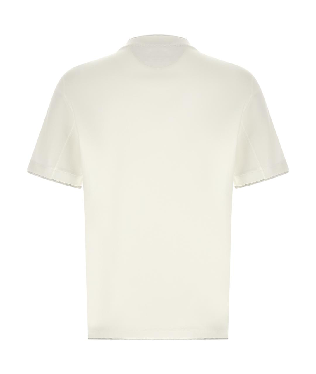BRUNELLO CUCINELLI Белая хлопковая футболка, фото 2