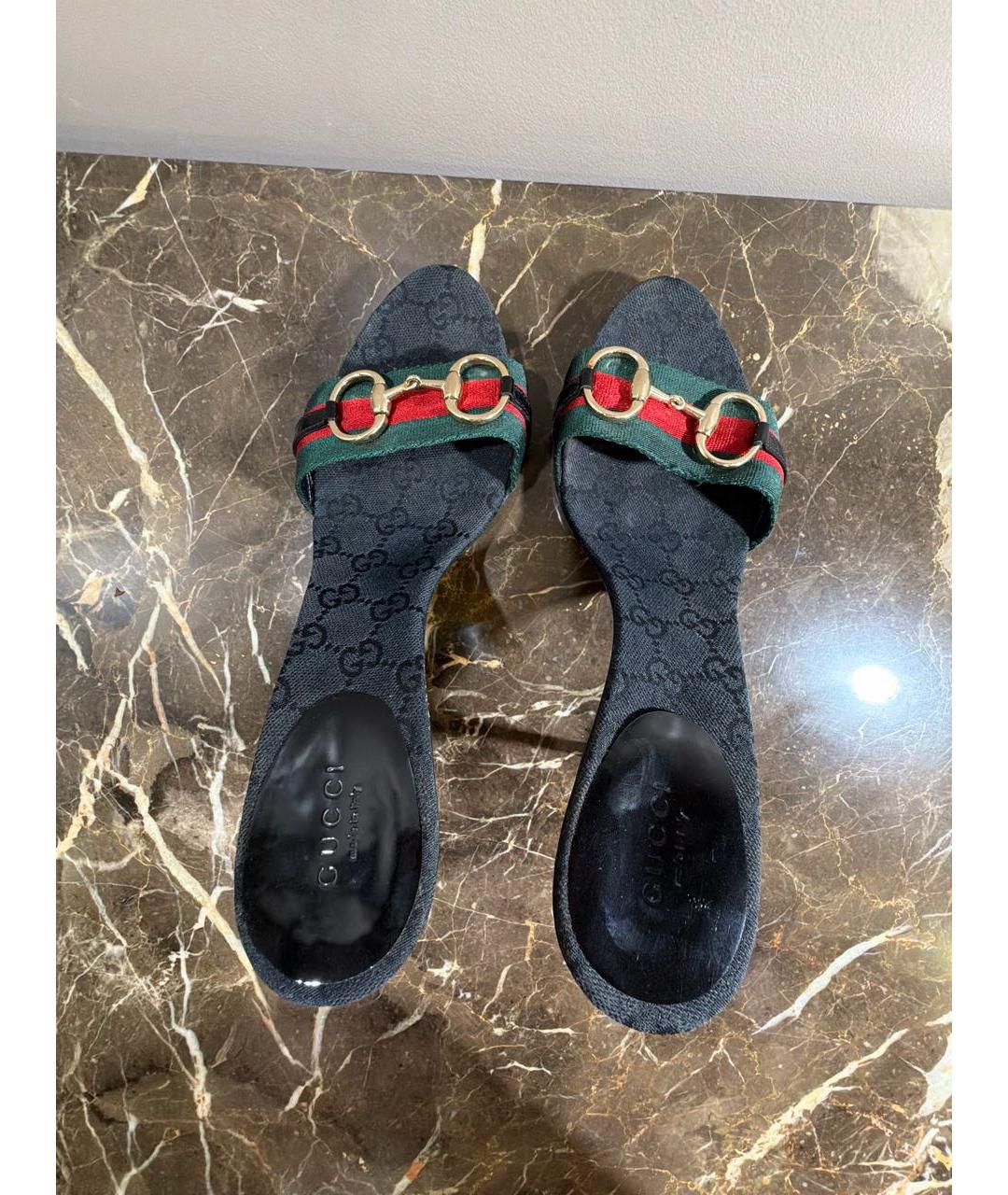 GUCCI Черные текстильные мюли, фото 3