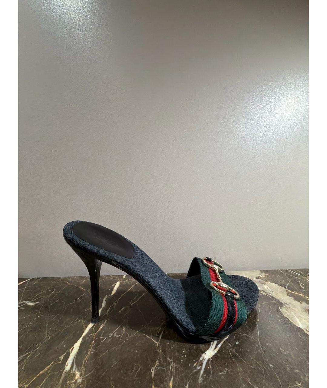 GUCCI Черные текстильные мюли, фото 5