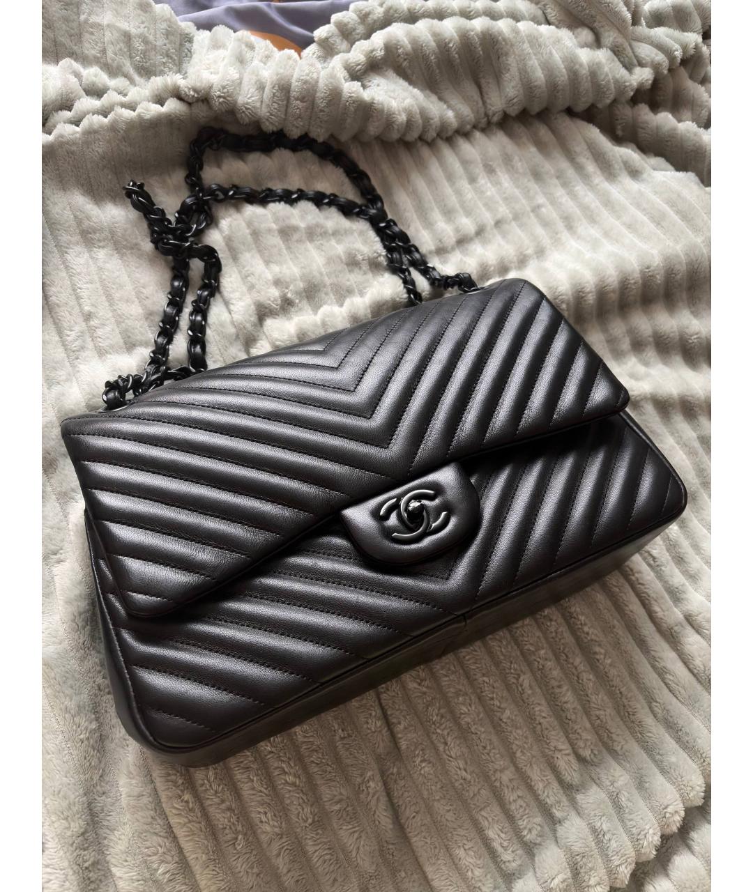 CHANEL Черная кожаная сумка через плечо, фото 6