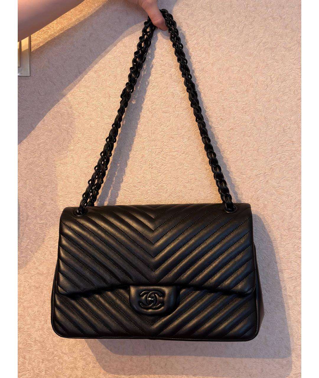 CHANEL Черная кожаная сумка через плечо, фото 8
