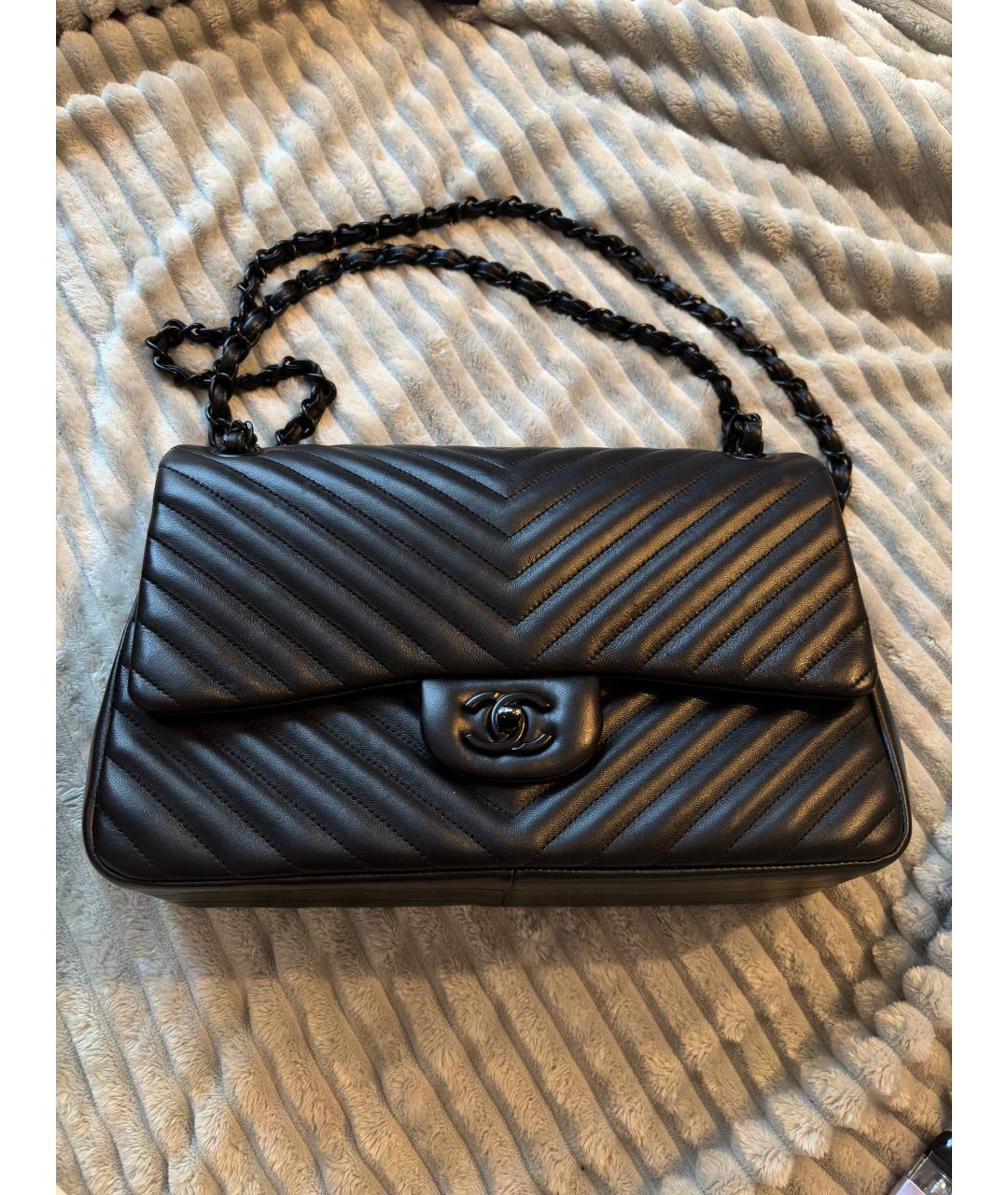 CHANEL Черная кожаная сумка через плечо, фото 5