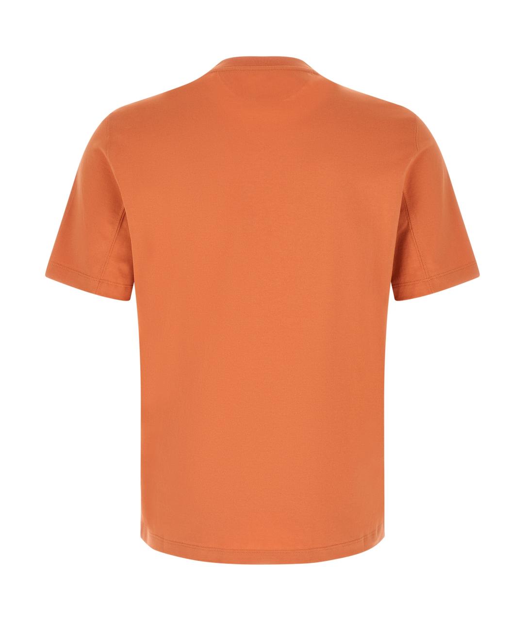 BRUNELLO CUCINELLI Оранжевая хлопковая футболка, фото 2