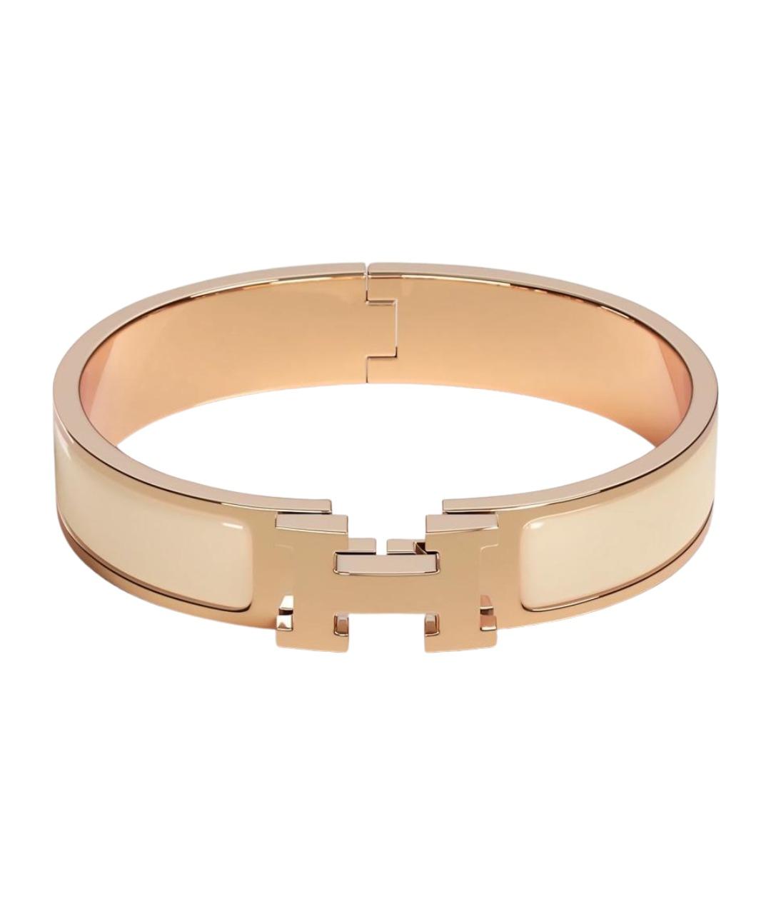 HERMES Бежевый браслет из розового золота, фото 1