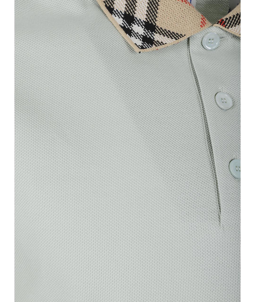 BURBERRY Зеленые хлопковое поло с коротким рукавом, фото 2