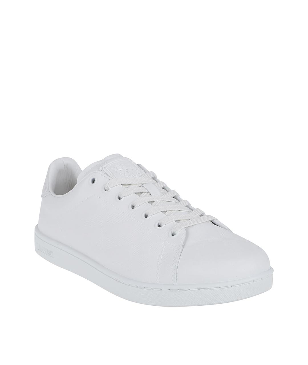 BURBERRY Белые кожаные низкие кроссовки / кеды, фото 2