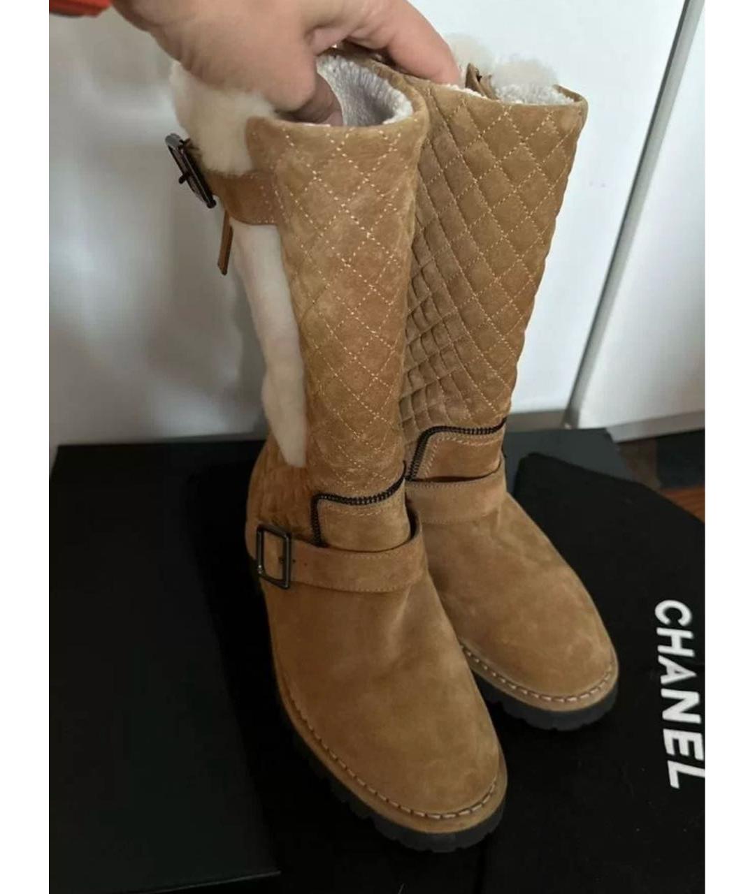 CHANEL Коричневые замшевые ботинки, фото 2