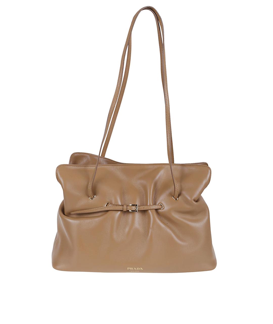 PRADA Коричневая кожаная сумка тоут, фото 1