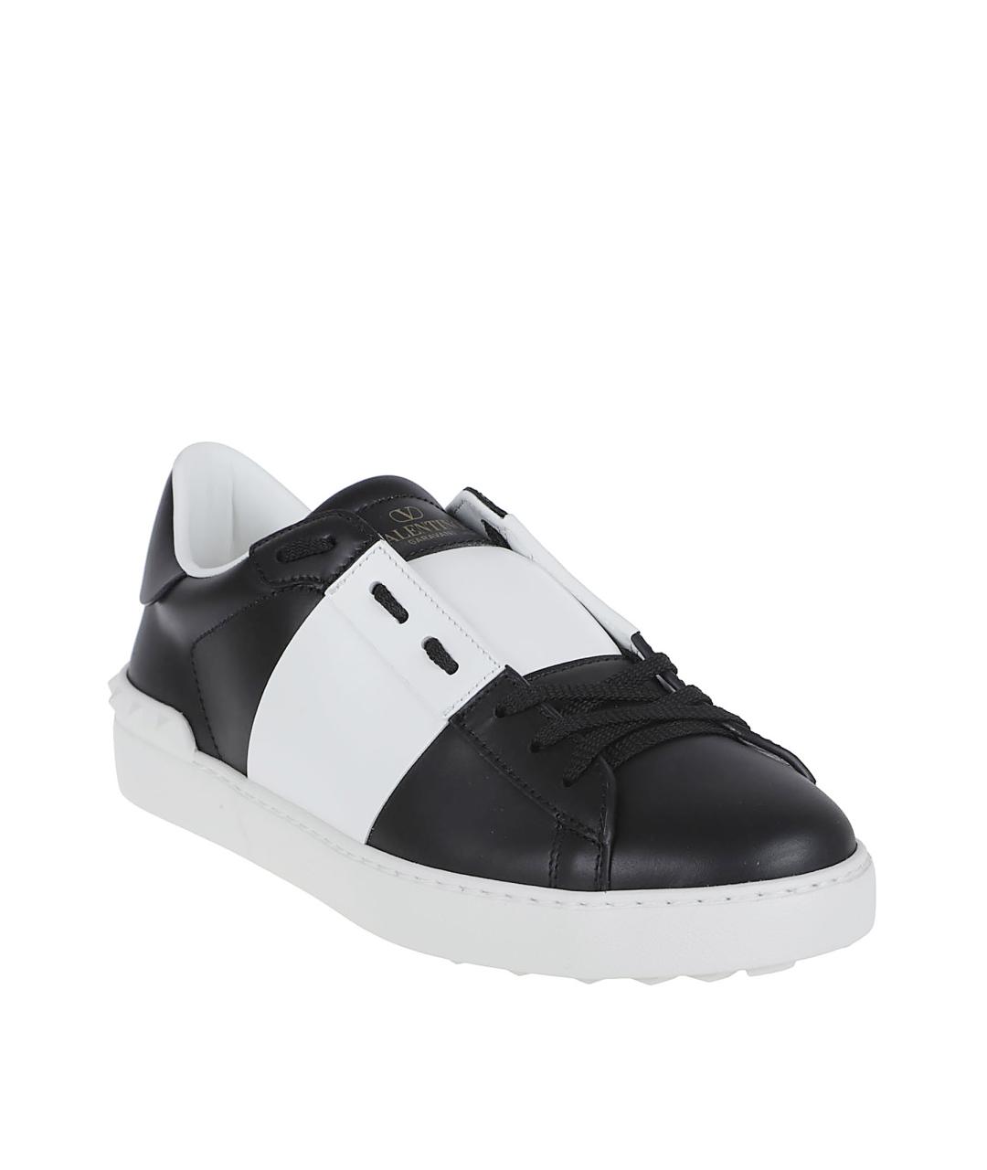 VALENTINO Черные кожаные низкие кроссовки / кеды, фото 2