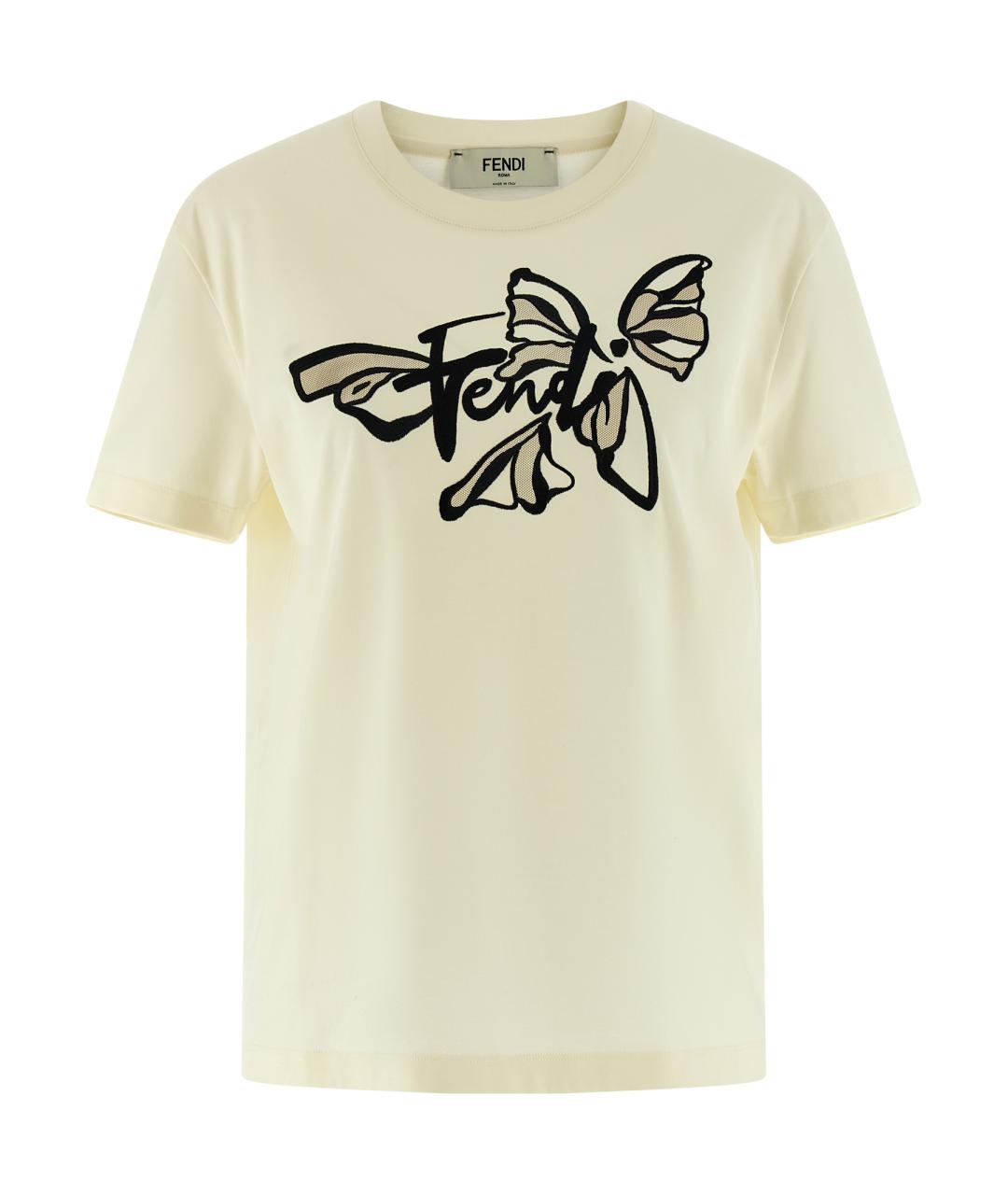 FENDI Бежевая хлопковая футболка, фото 1