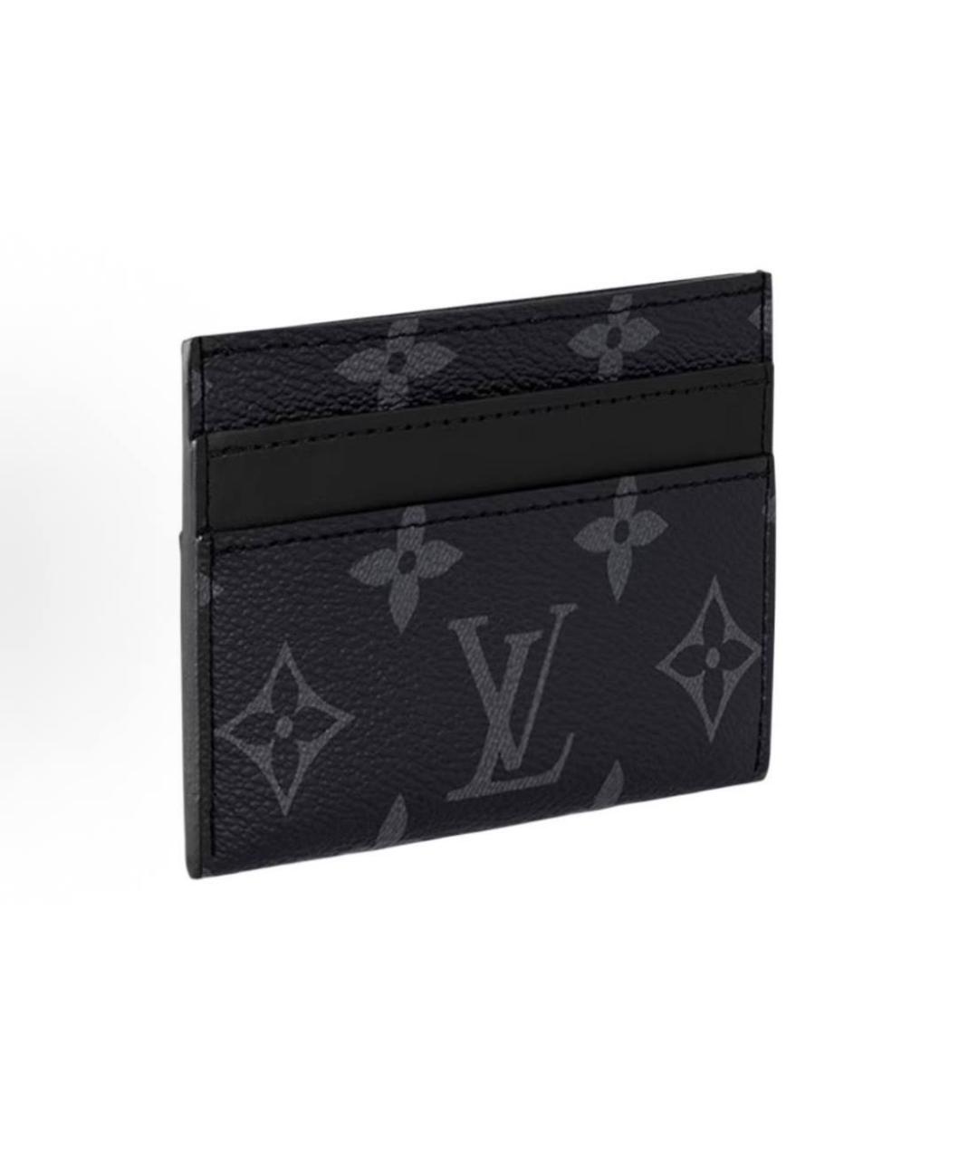 LOUIS VUITTON Черный кожаный кардхолдер, фото 2
