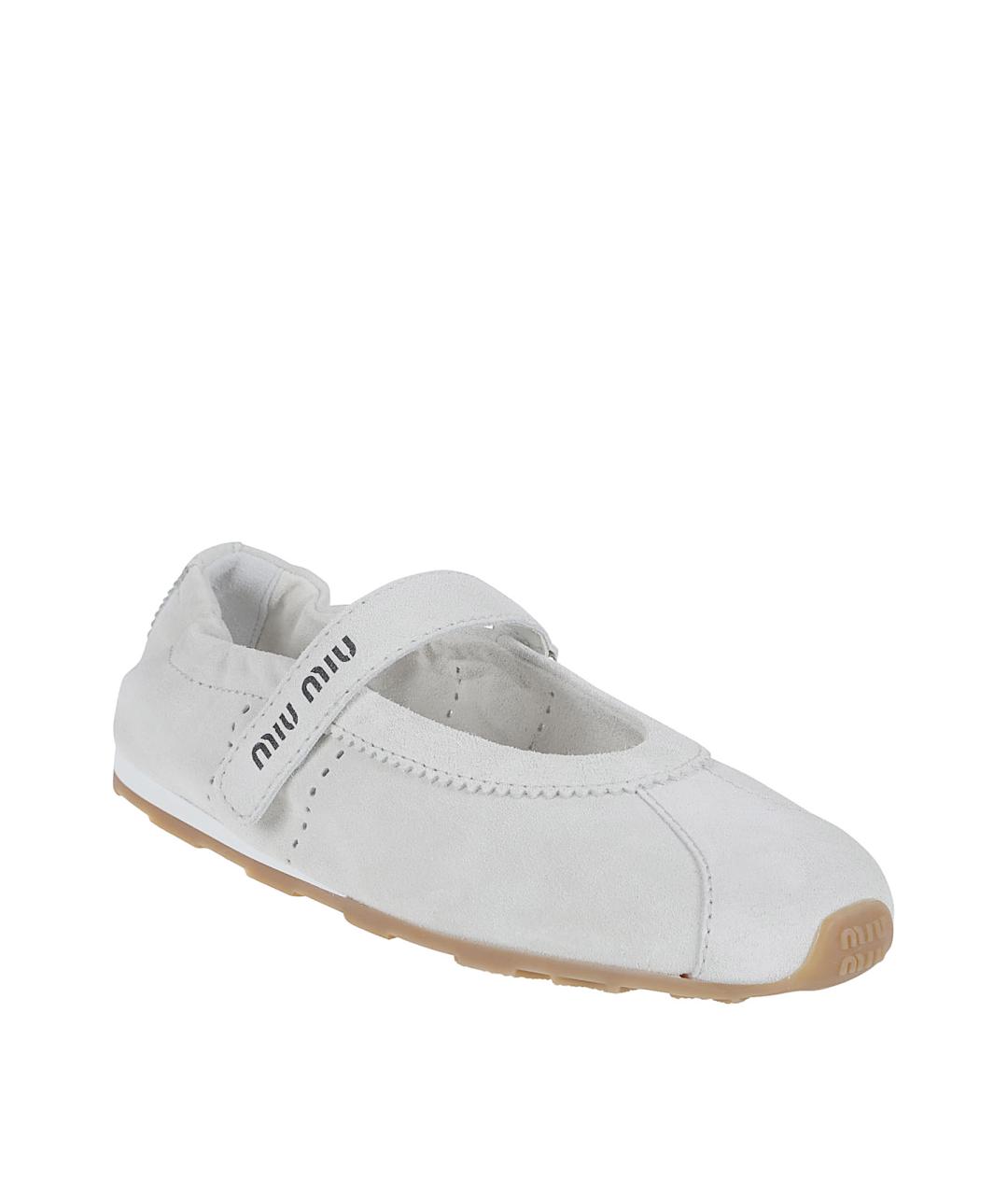 MIU MIU Белые кожаные балетки, фото 2