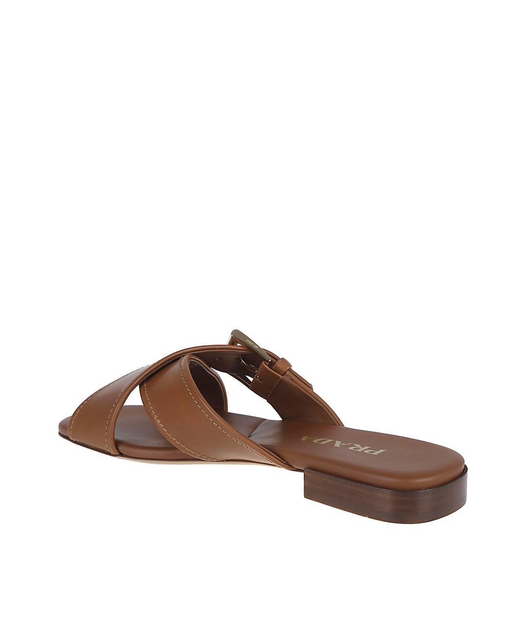 PRADA Коричневые кожаные шлепанцы, фото 3