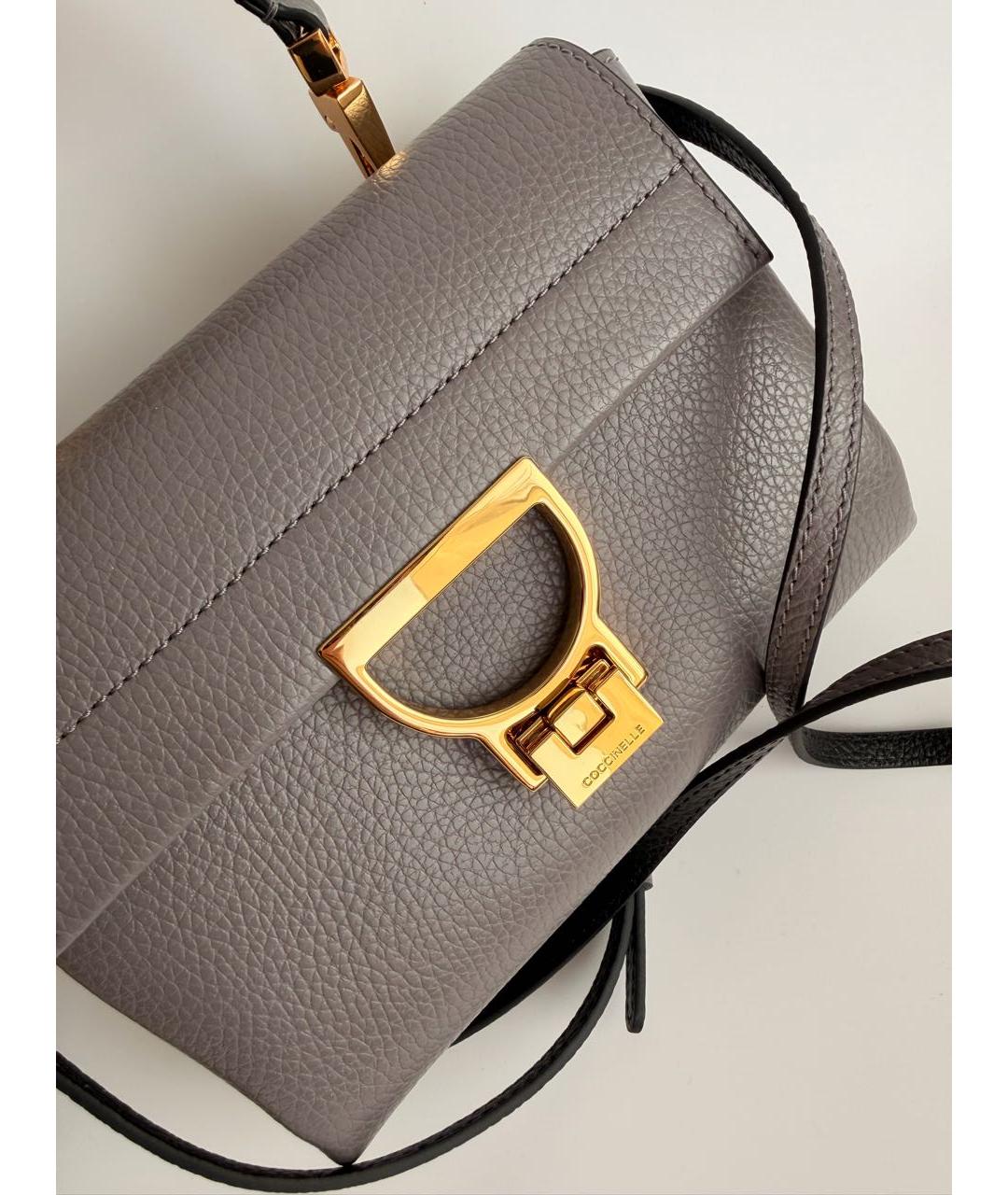 COCCINELLE Серая кожаная сумка через плечо, фото 4