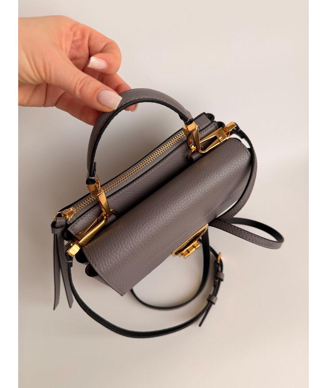 COCCINELLE Серая кожаная сумка через плечо, фото 2