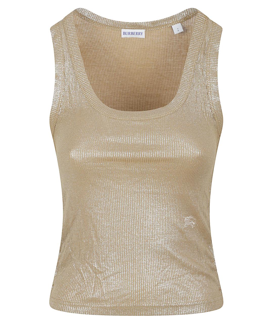 BURBERRY Коричневая вискозная майка, фото 1