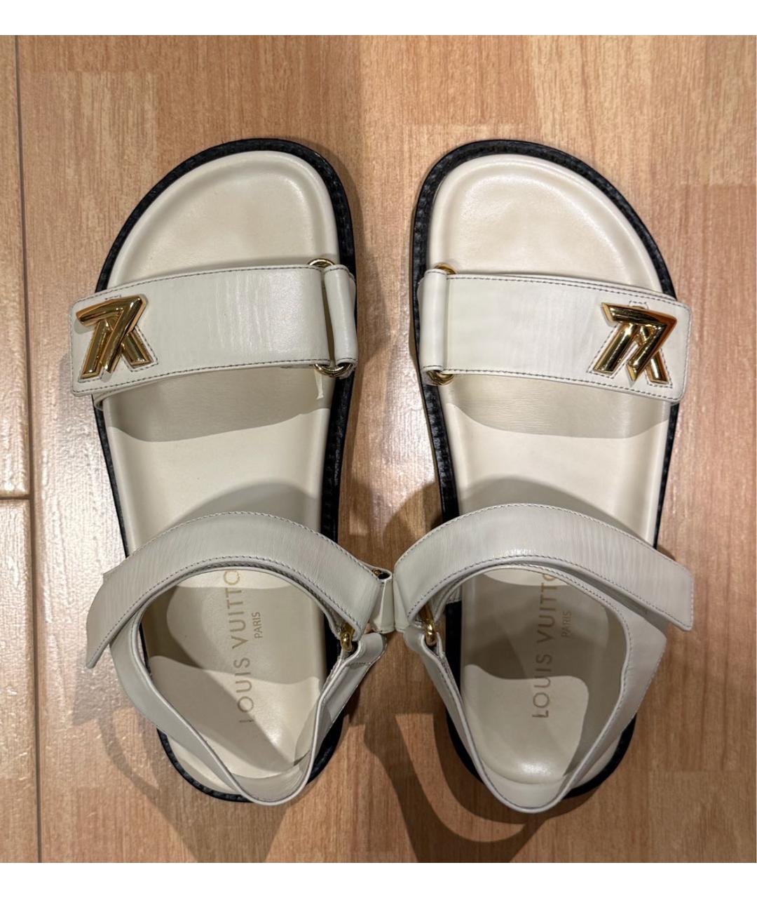 LOUIS VUITTON Белые кожаные босоножки, фото 2