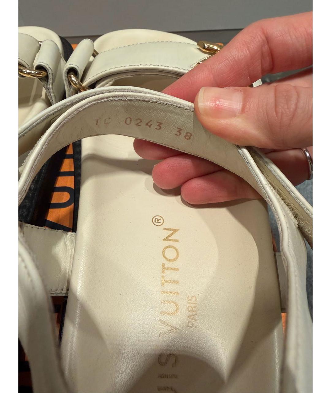 LOUIS VUITTON Белые кожаные босоножки, фото 7