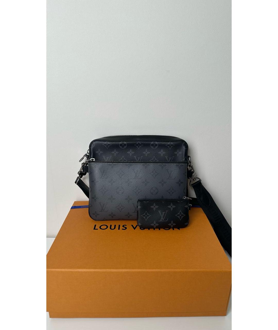 LOUIS VUITTON Черная кожаная сумка на плечо, фото 9