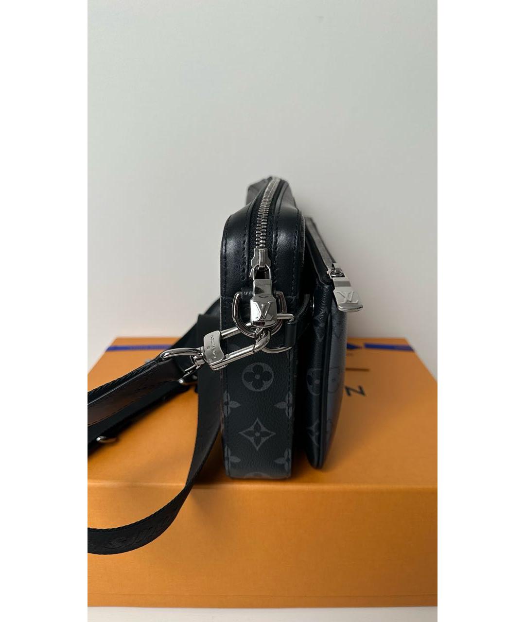 LOUIS VUITTON Черная кожаная сумка на плечо, фото 3