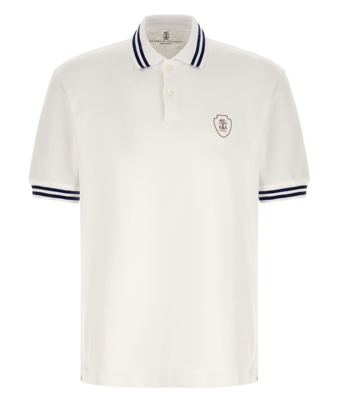 BRUNELLO CUCINELLI Белое хлопковое поло с коротким рукавом, фото 1