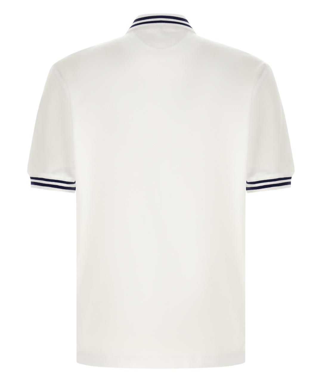 BRUNELLO CUCINELLI Белое хлопковое поло с коротким рукавом, фото 2