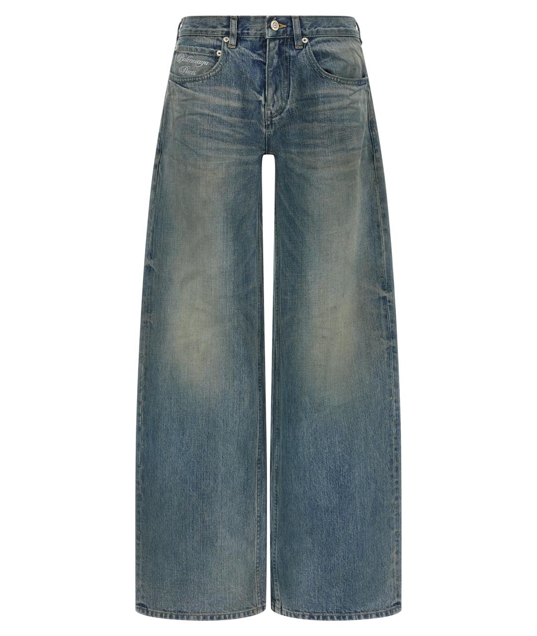 BALENCIAGA Синие хлопковые прямые джинсы, фото 1