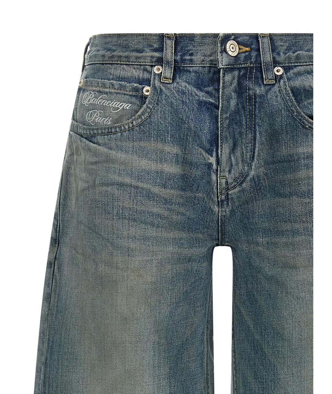 BALENCIAGA Синие хлопковые прямые джинсы, фото 3