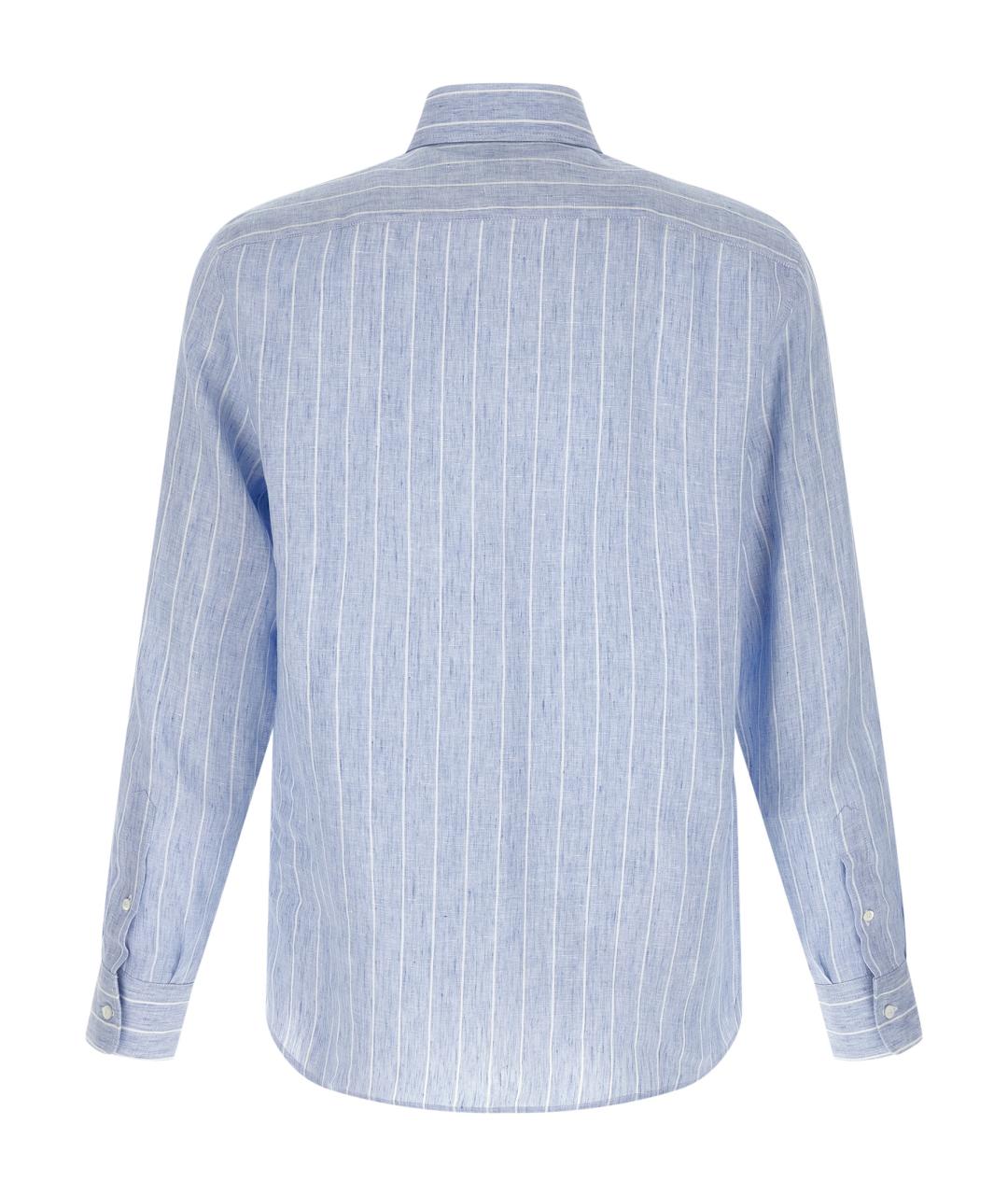 BRUNELLO CUCINELLI Голубая льняная кэжуал рубашка, фото 2