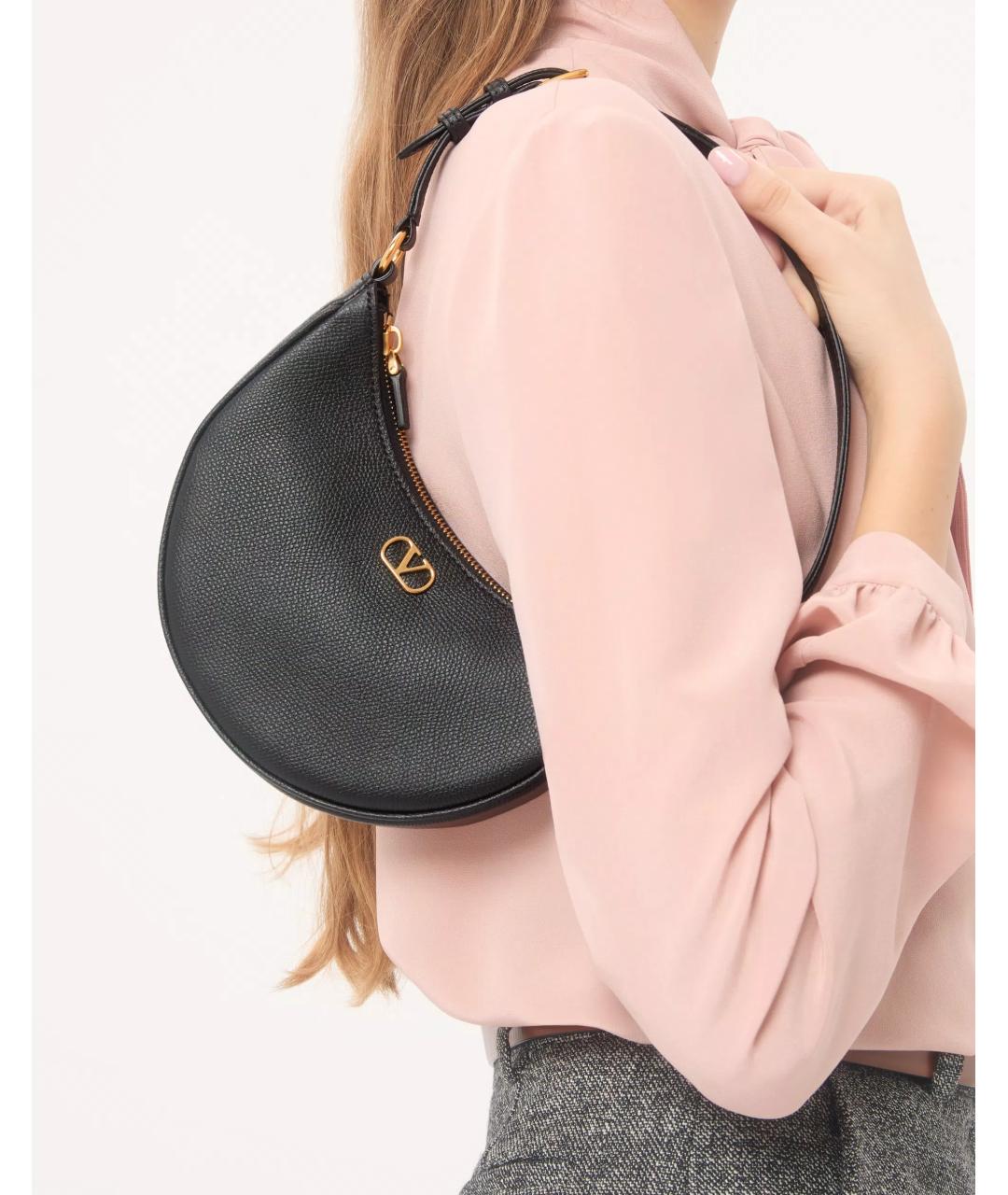 VALENTINO Черная кожаная сумка через плечо, фото 7