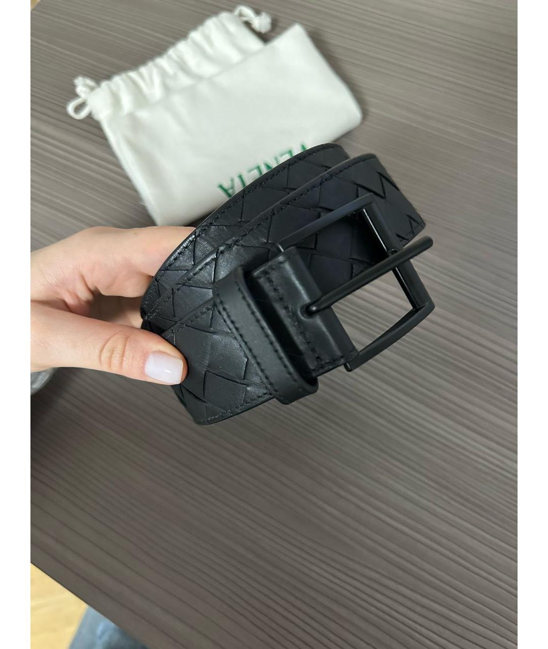 BOTTEGA VENETA Черный кожаный ремень, фото 4