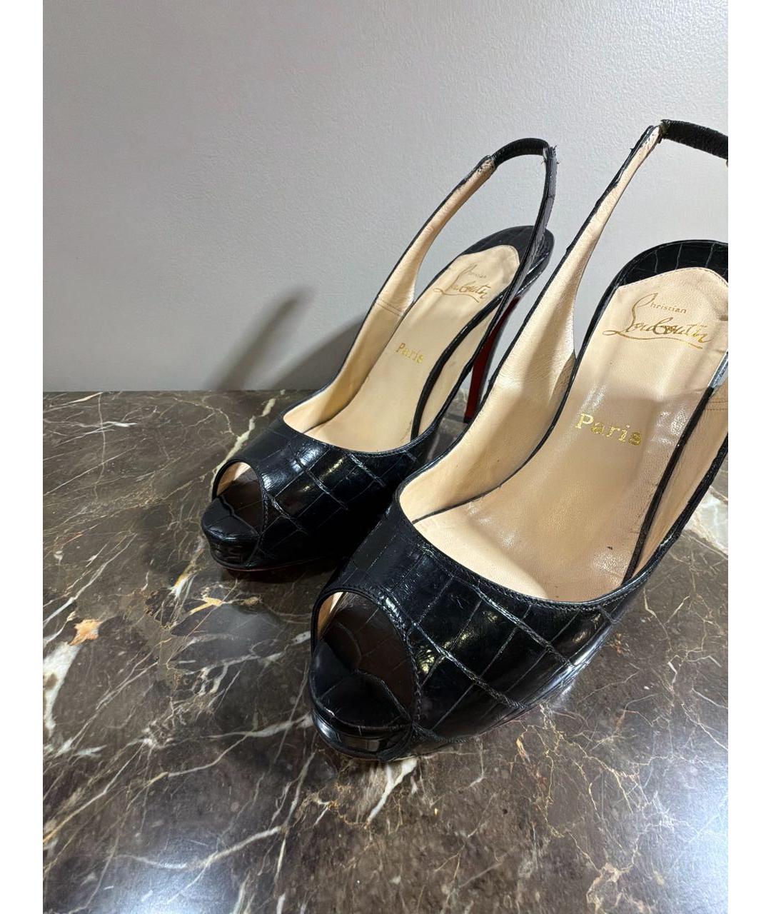 CHRISTIAN LOUBOUTIN Черные туфли из экзотической кожи, фото 3