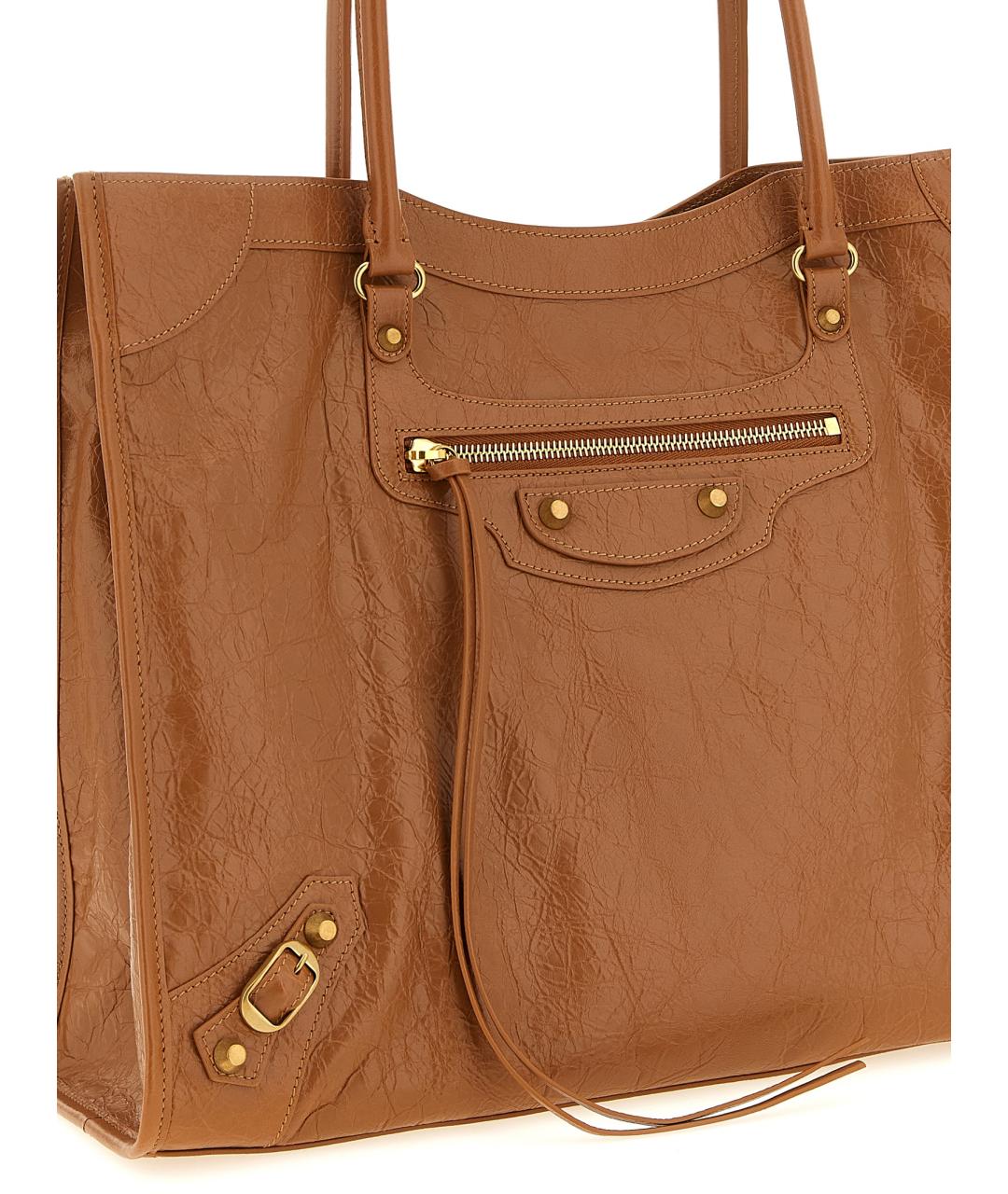 BALENCIAGA Коричневая кожаная сумка тоут, фото 3