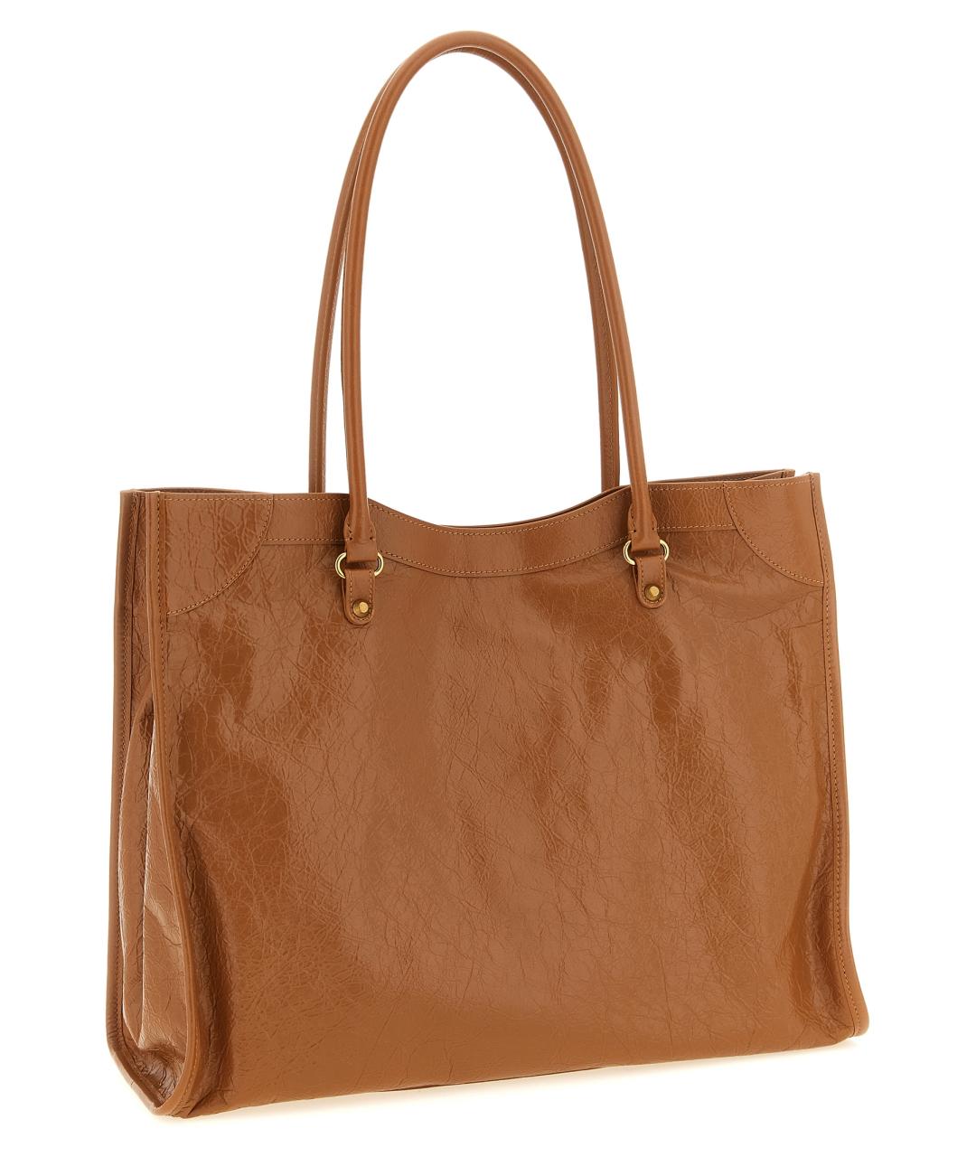 BALENCIAGA Коричневая кожаная сумка тоут, фото 2