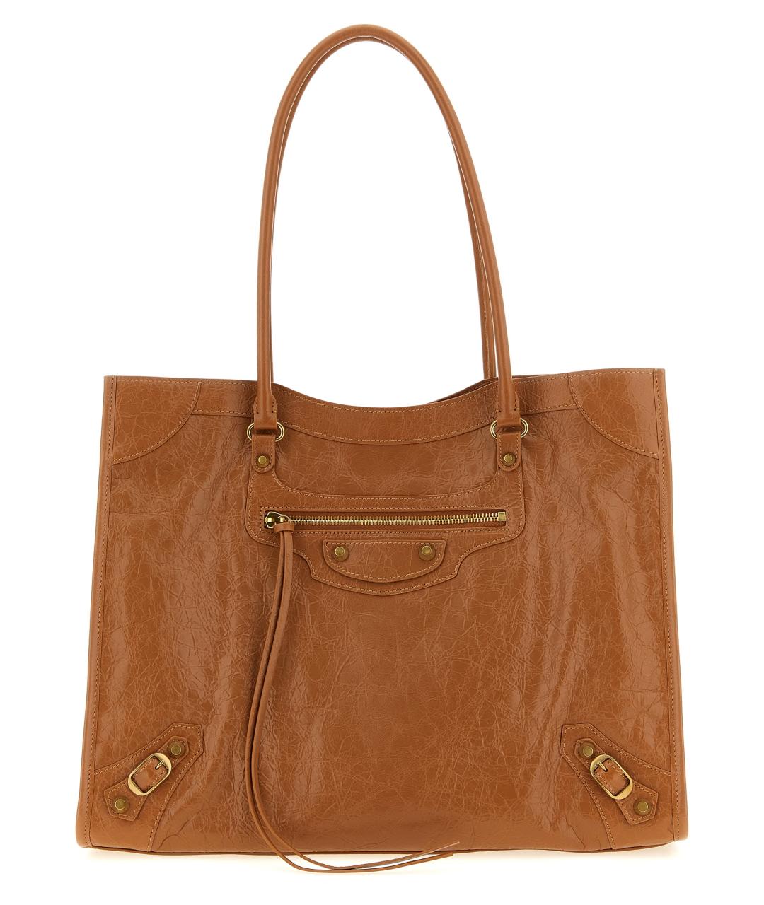 BALENCIAGA Коричневая кожаная сумка тоут, фото 1