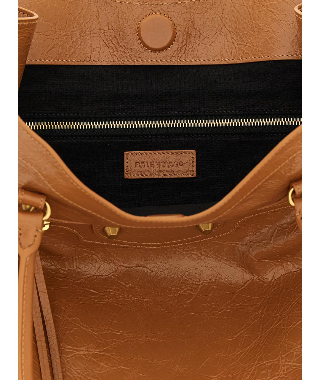 BALENCIAGA Коричневая кожаная сумка тоут, фото 4