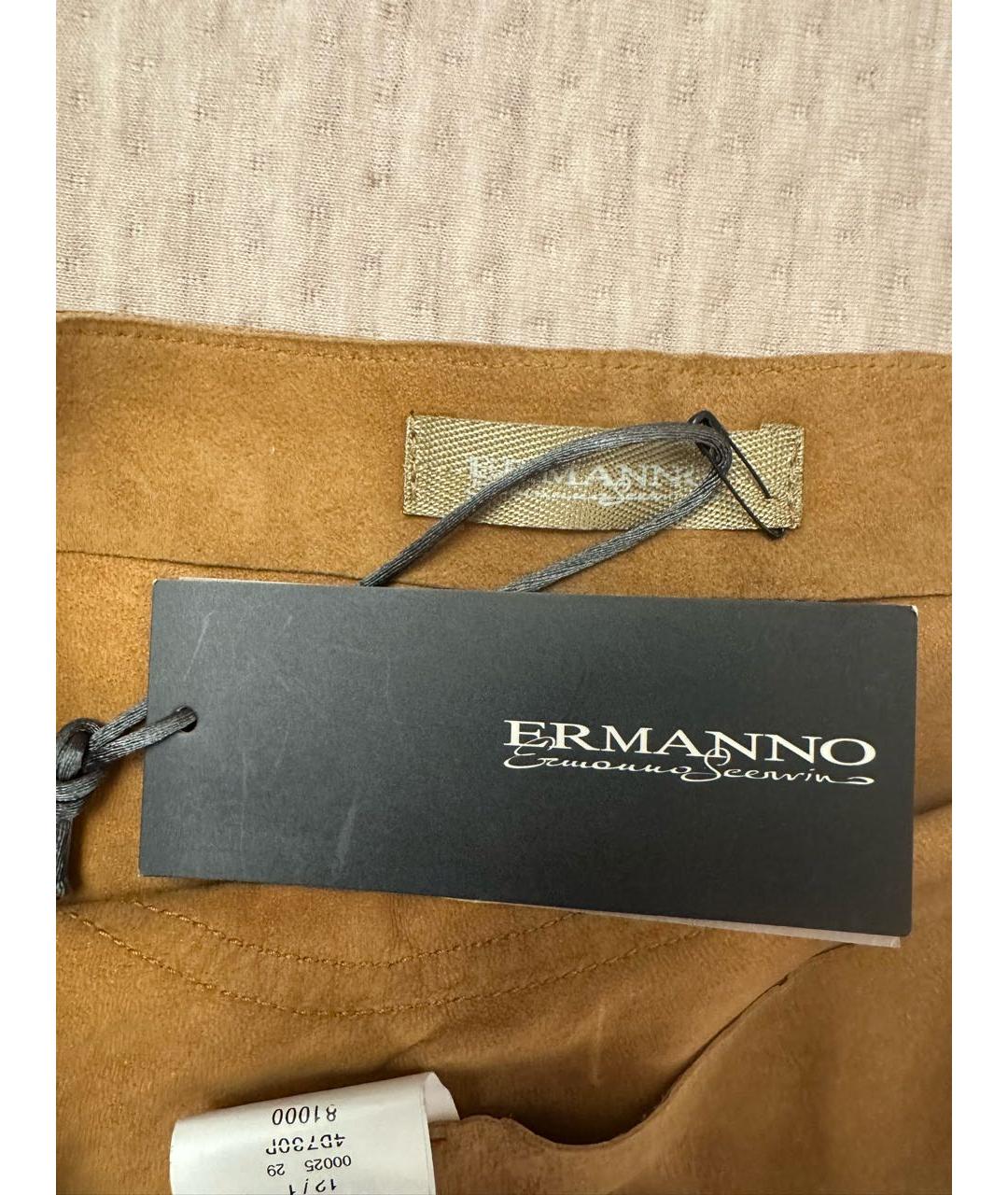 ERMANNO SCERVINO Горчичная замшевая юбка мини, фото 3