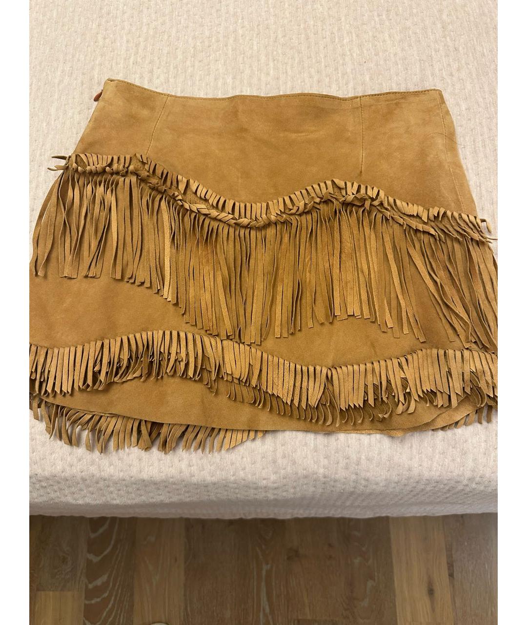 ERMANNO SCERVINO Горчичная замшевая юбка мини, фото 8