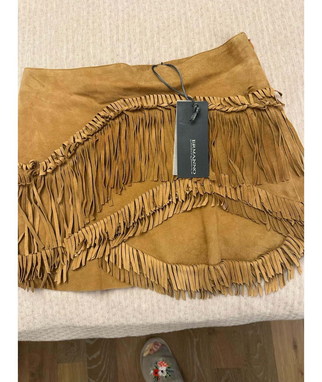 ERMANNO SCERVINO Горчичная замшевая юбка мини, фото 2