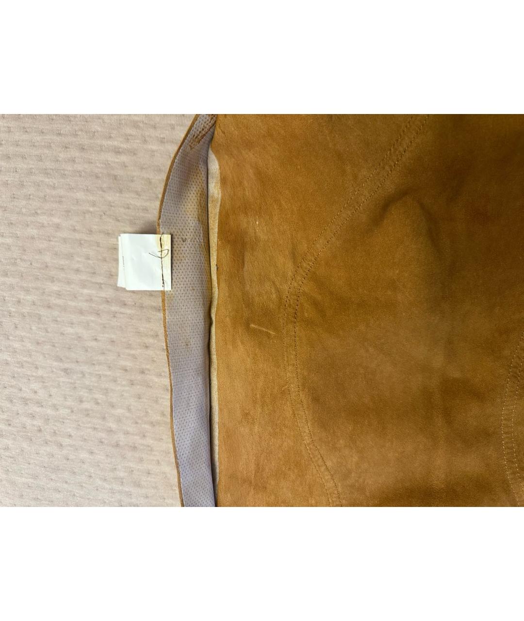 ERMANNO SCERVINO Горчичная замшевая юбка мини, фото 4