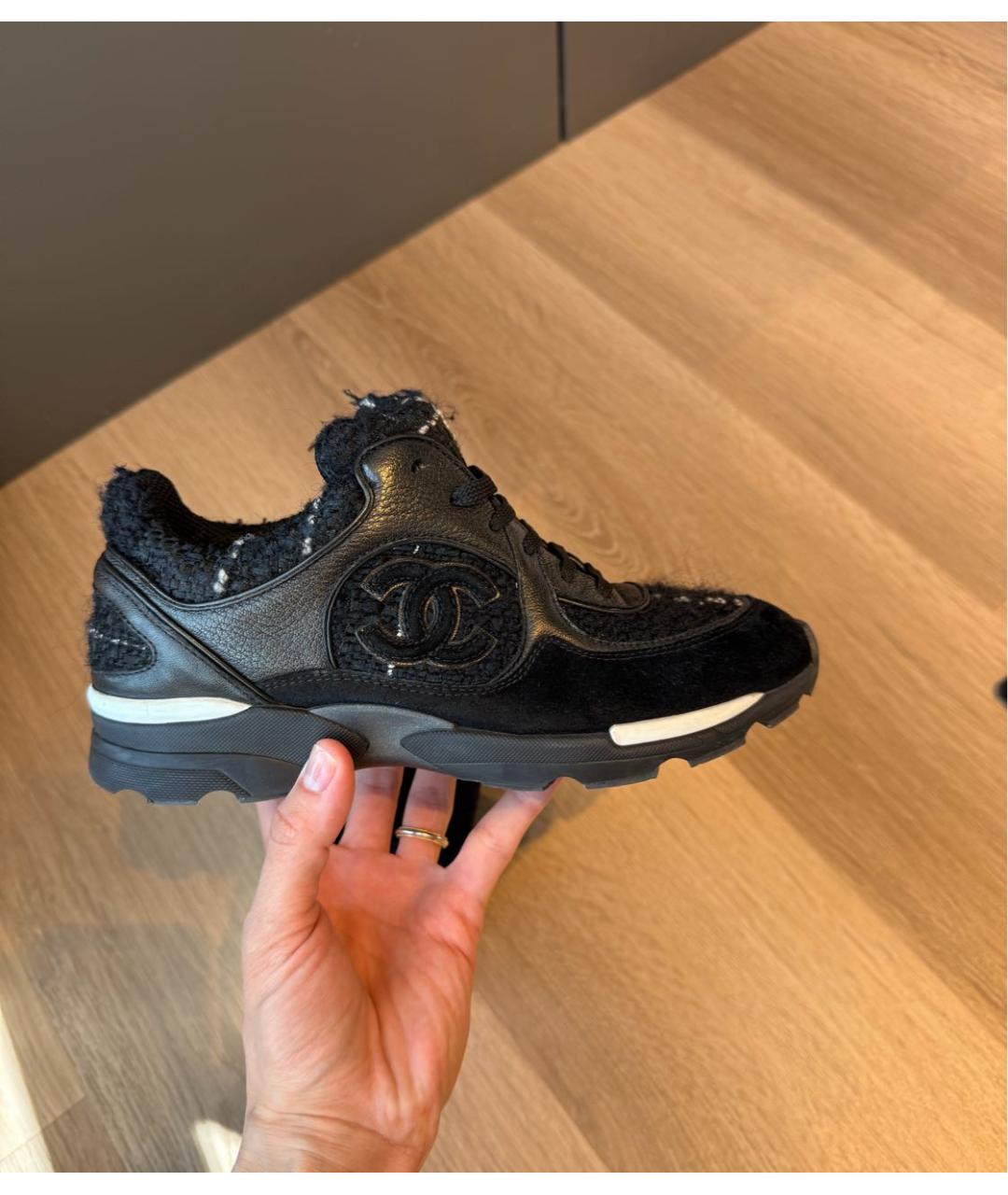 CHANEL Черные текстильные кроссовки, фото 6