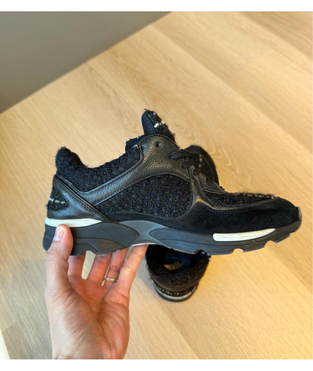 CHANEL Черные текстильные кроссовки, фото 7