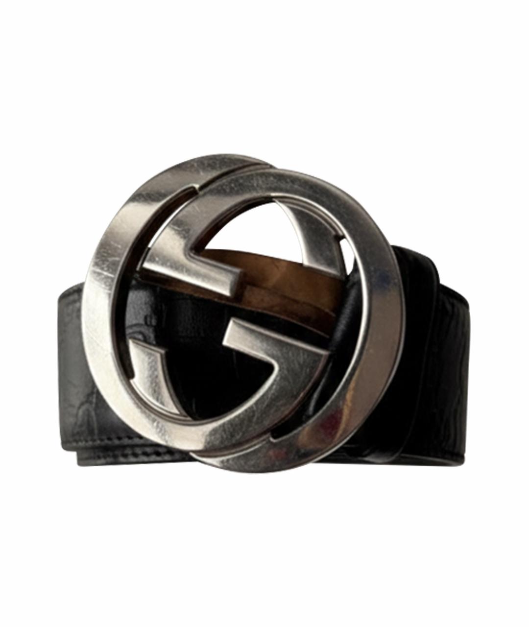 GUCCI Черный кожаный ремень, фото 1