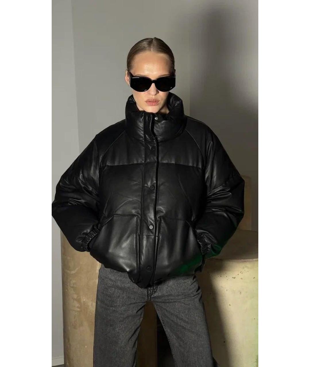 YVES SALOMON Черный кожаный пуховик, фото 2