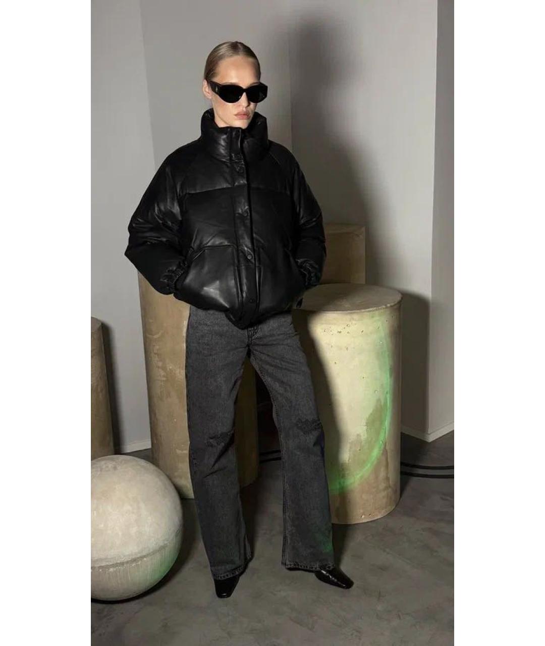 YVES SALOMON Черный кожаный пуховик, фото 4
